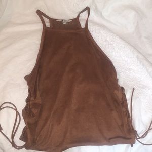 Brown velvet high neck top